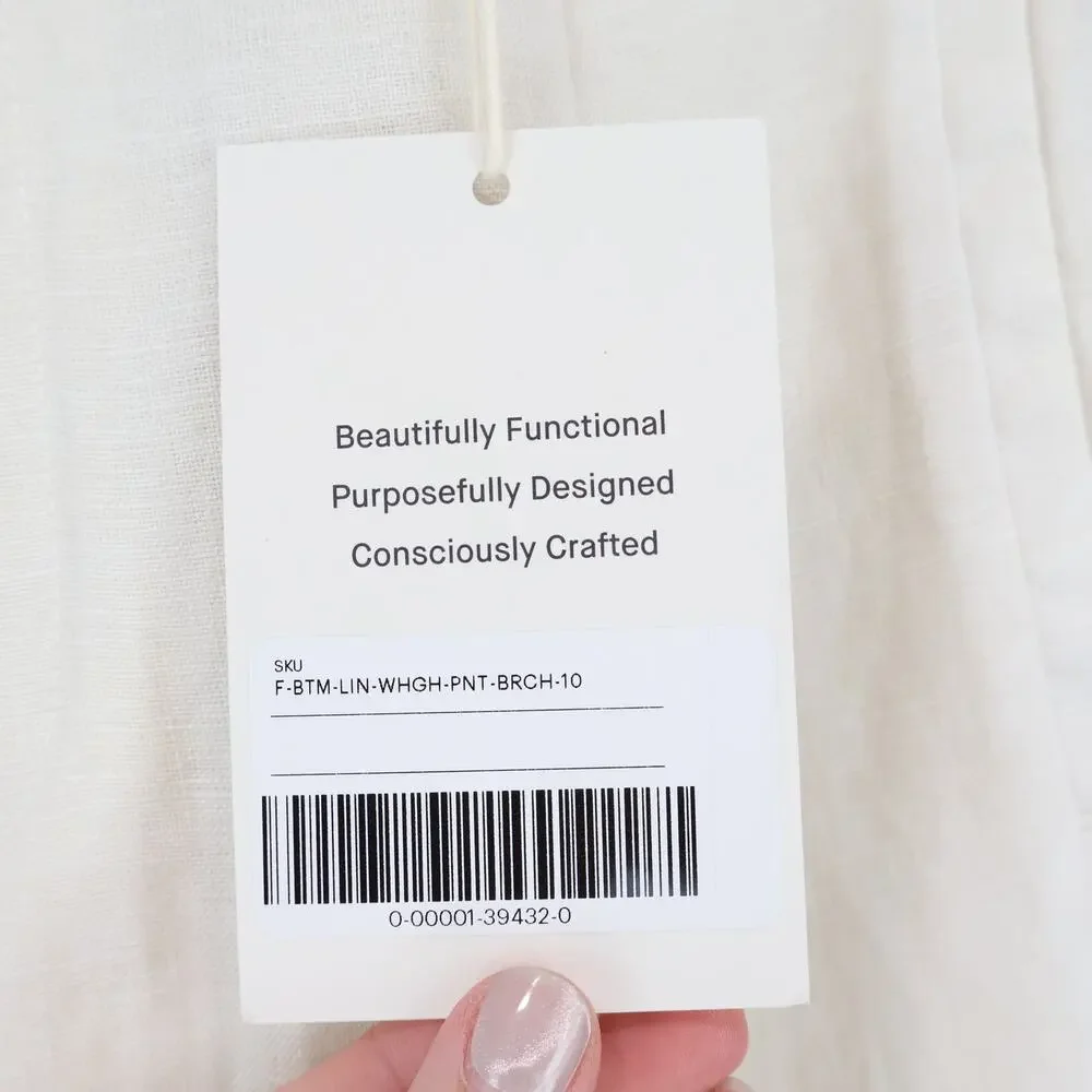 NWT Everlane The Linen Way-High Wide-Leg Drape Pant In Natural Birch Size 10